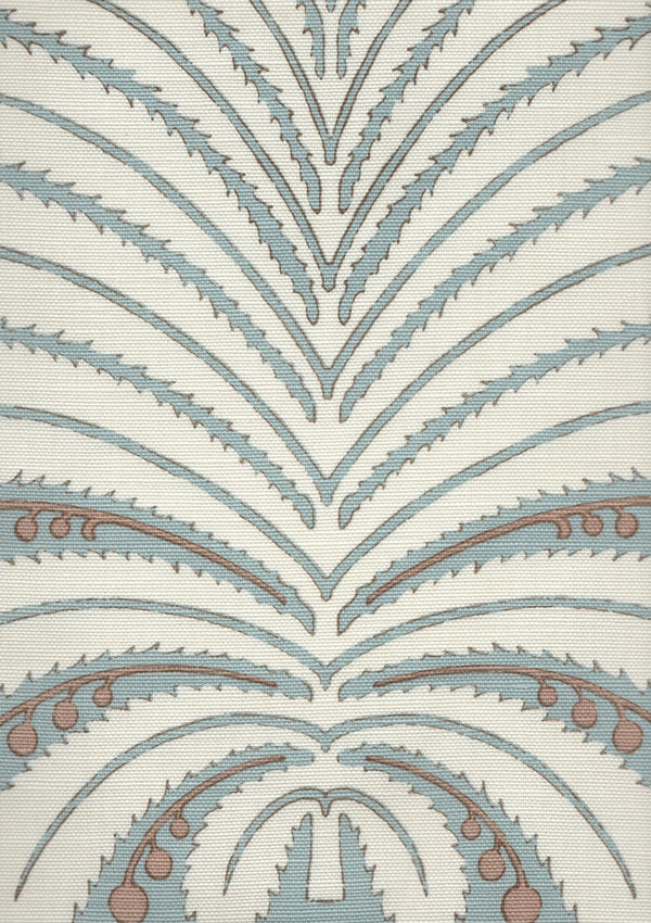 Palm Garden, Windsor Blue / Hazelnut on Light Tint Wallcoverings | Quadrille