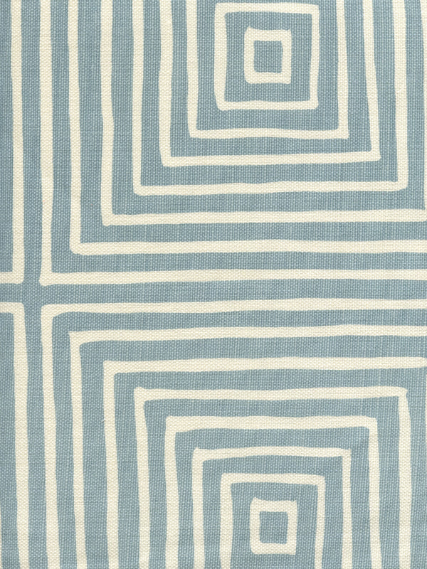 Ziggurat Reverse Large Scale Windsor Blue on Tint Screen Printed Fabric | China Seas