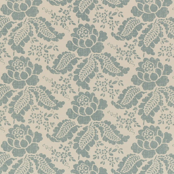 Martine, Windsor Blue on Tint Wallcoverings | Quadrille