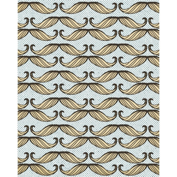 Moustache - Taupe, Black, Blue, White Wallcovering | Mind the Gap