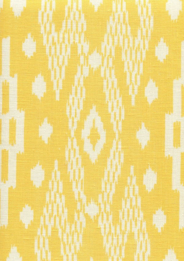 Andros Batik Yellow on Tinted Linen Screen Printed Fabric | China Seas