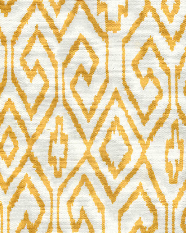 Aqua Iv Yellow on White Screen Printed - White Fabric | China Seas