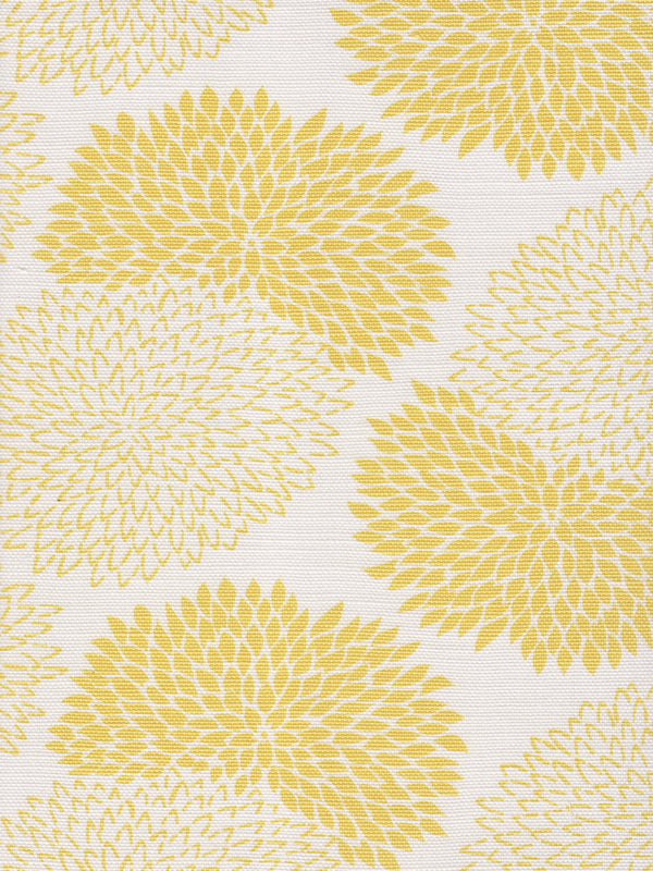 New Chysanthemum Yellow Screen Printed - Off-White Fabric | China Seas