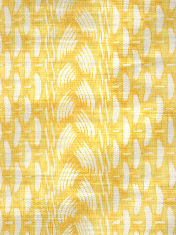 Newport Rattan Yellows on Tint Screen Printed - White Fabric | China Seas