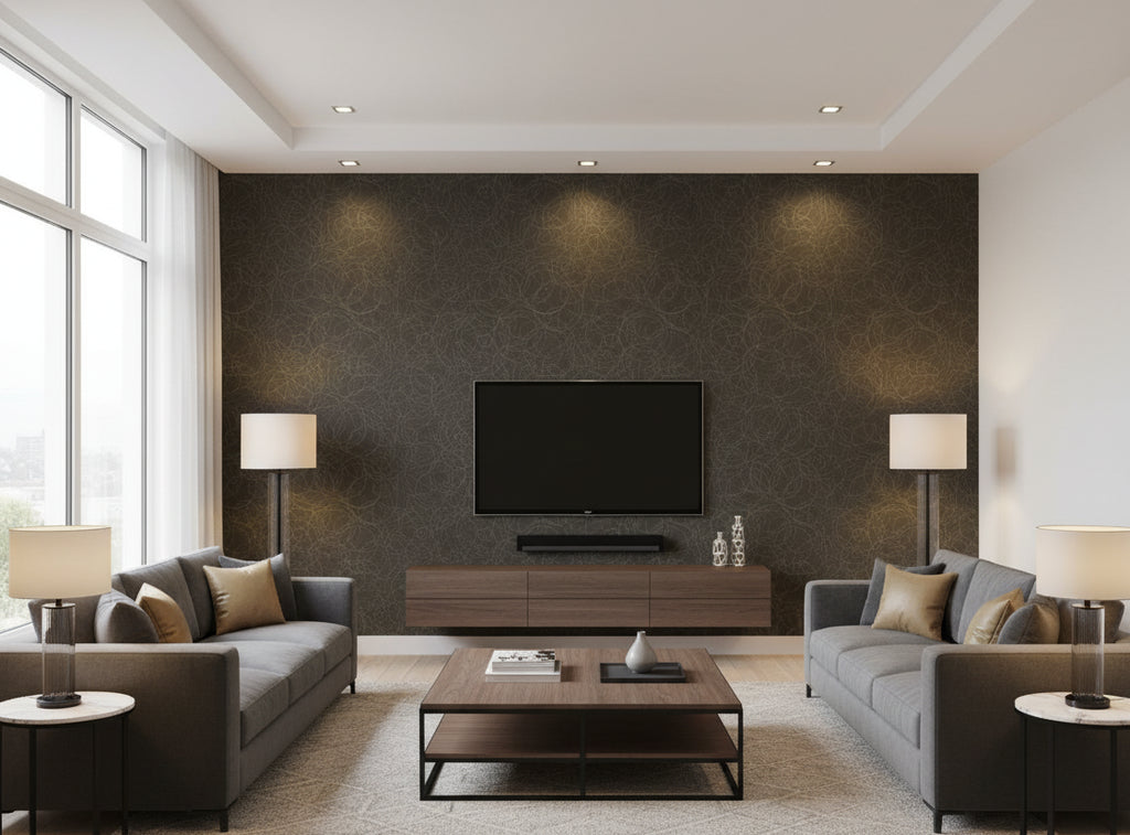 Zebilini Wallcovering - living room room setting