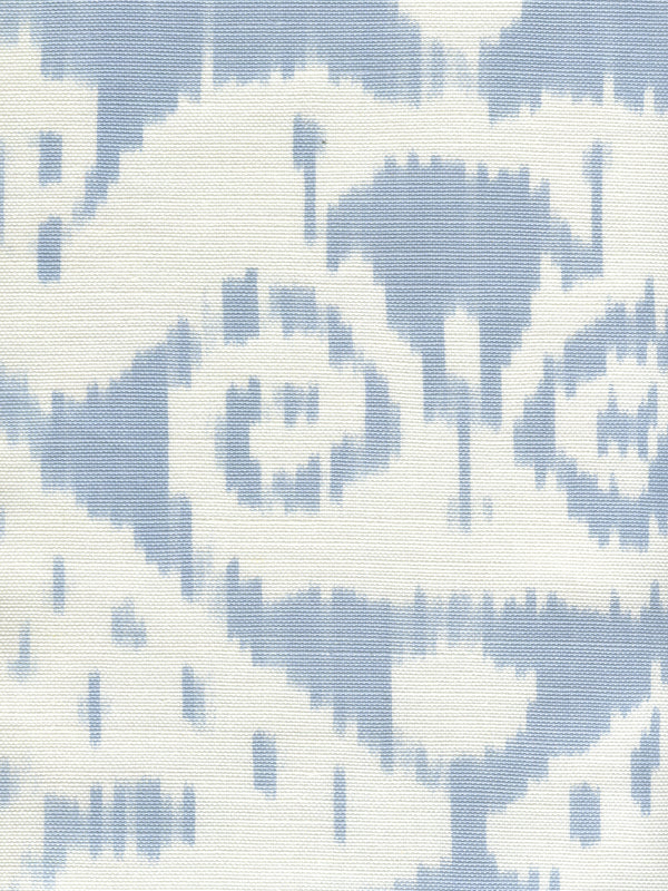 Malaya, Zibby Blue on White Wallcoverings | Quadrille