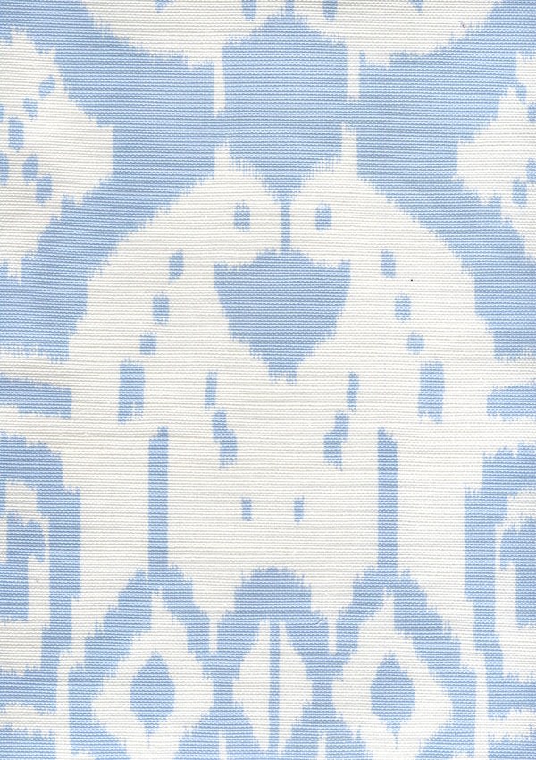 Island Ikat Zibby Blue on White Screen Printed | China Seas