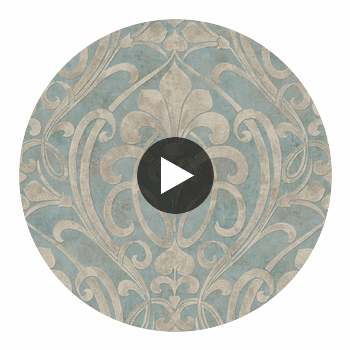 Zoe Ocean Coco Damask Wallcovering Circular Swatch | LA Walls