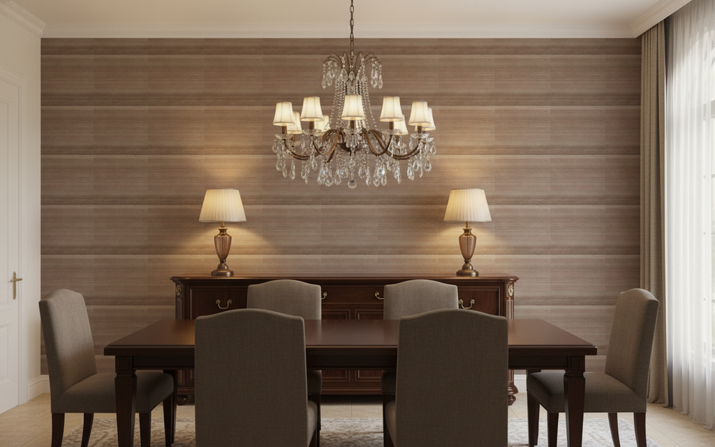 Zorelli Umber by Zinc Textile in a dining room setting