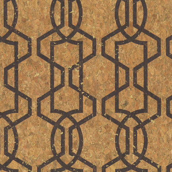 Le Grande Lattice Wallpaper - Brown on Natural Cork