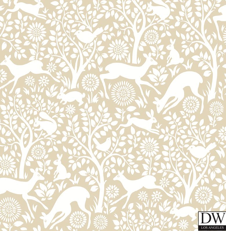 Meadow Taupe Animals Wallpaper