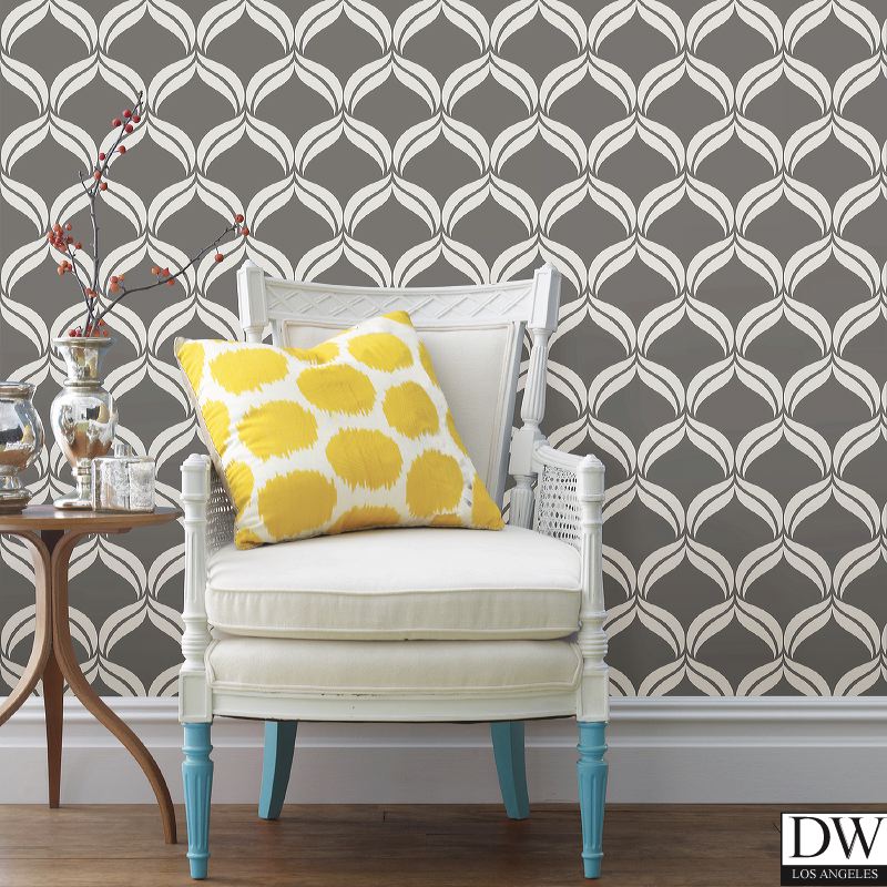 Petals Grey Ogee Wallpaper