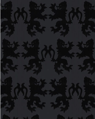 Kelly Flocked Lion Wallcovering - Black on Black