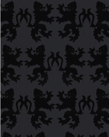 Kelly Flocked Lion Wallpaper - Black on Black - CloseUp