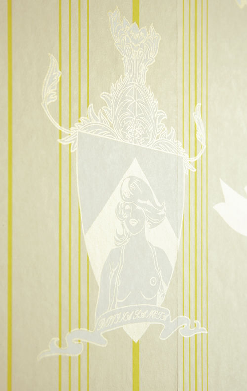 Carpe Noctem - Whimsical Toile de Joi - Lime and Gold | British Walls