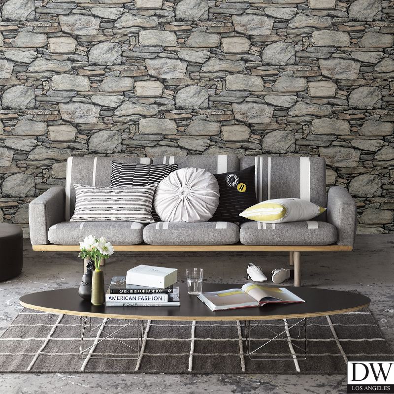 Stone Wall Grey Historic Wallpaper