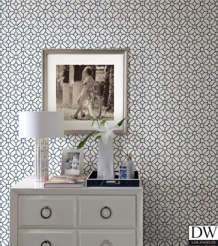 Gigi Navy Geometric Wallpaper