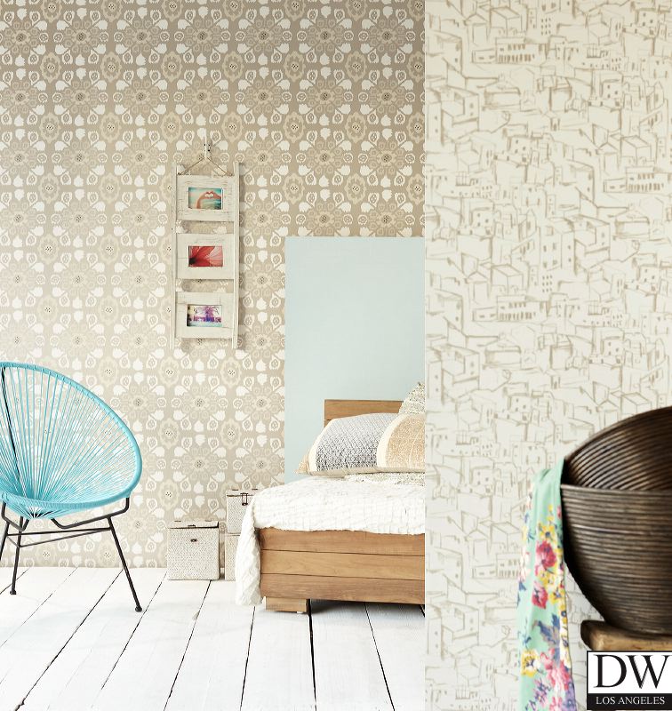 Valencia Taupe Ikat Floral Wallpaper