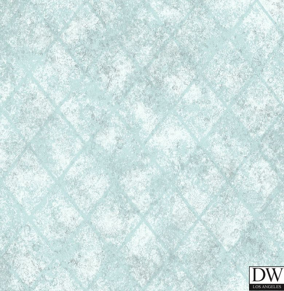 Mercury Glass Blue Distressed Metallic Wallpaper