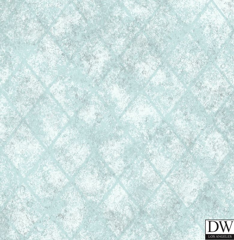 Mercury Glass Blue Distressed Metallic Wallpaper