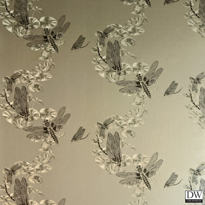 Dragon Flies Wallcovering - Pewter