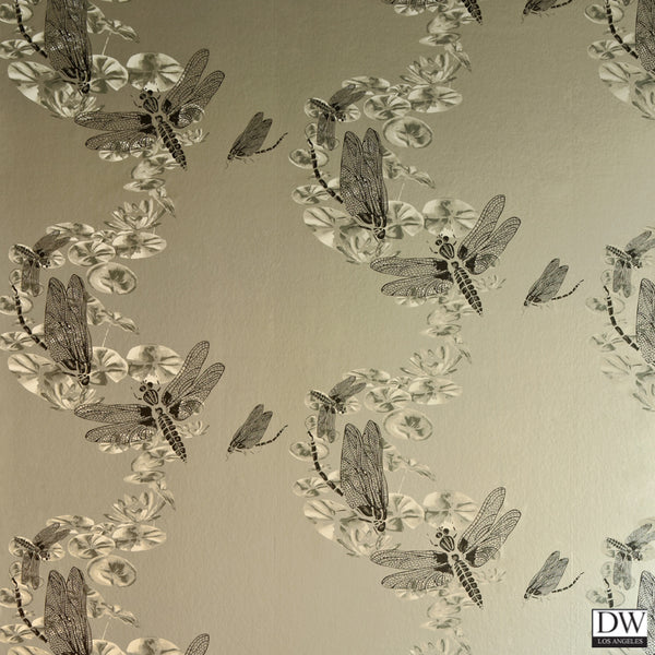 Dragon Flies Wallcovering - Pewter