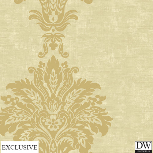 Sunderland Large Scale Wheat Damask Wallpaper