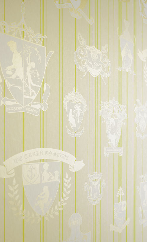 Carpe Noctem - Whimsical Toile de Joi - Lime and Gold | British Walls