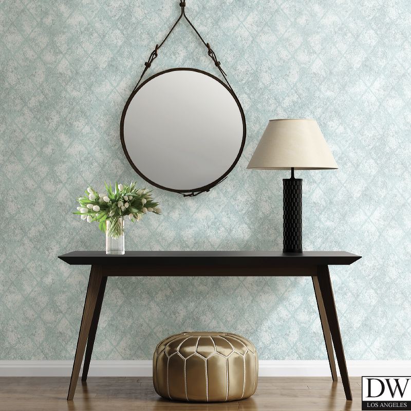 Mercury Glass Blue Distressed Metallic Wallpaper