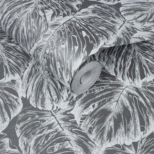 Tropical Pewter Wallpaper - Designer Wallcoverings and Fabrics