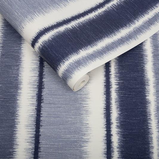 Indian Ink Stripe Royal Blue Wallpaper - Designer Wallcoverings and Fabrics