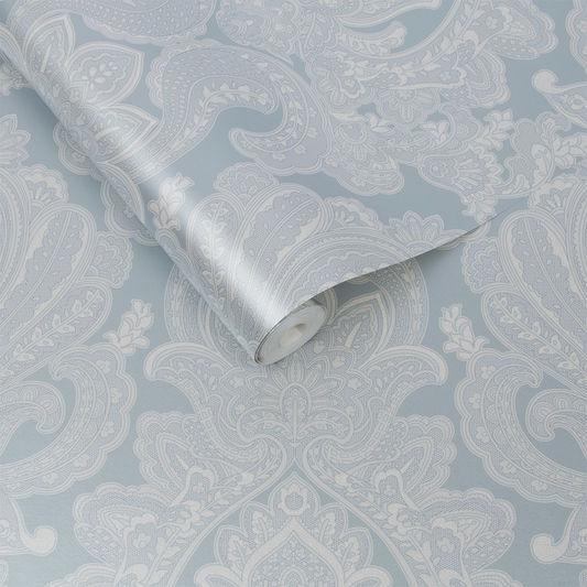 Souk Damask Sky Wallpaper - Designer Wallcoverings and Fabrics