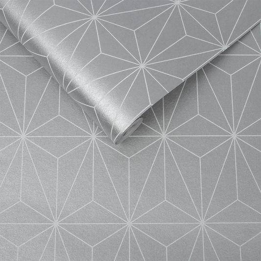 Prism Silver Wallpaper - Designer Wallcoverings and Fabrics