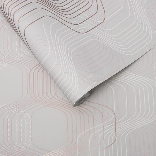Revival Grey and Pink Wallpaper - Designer Wallcoverings and Fabrics