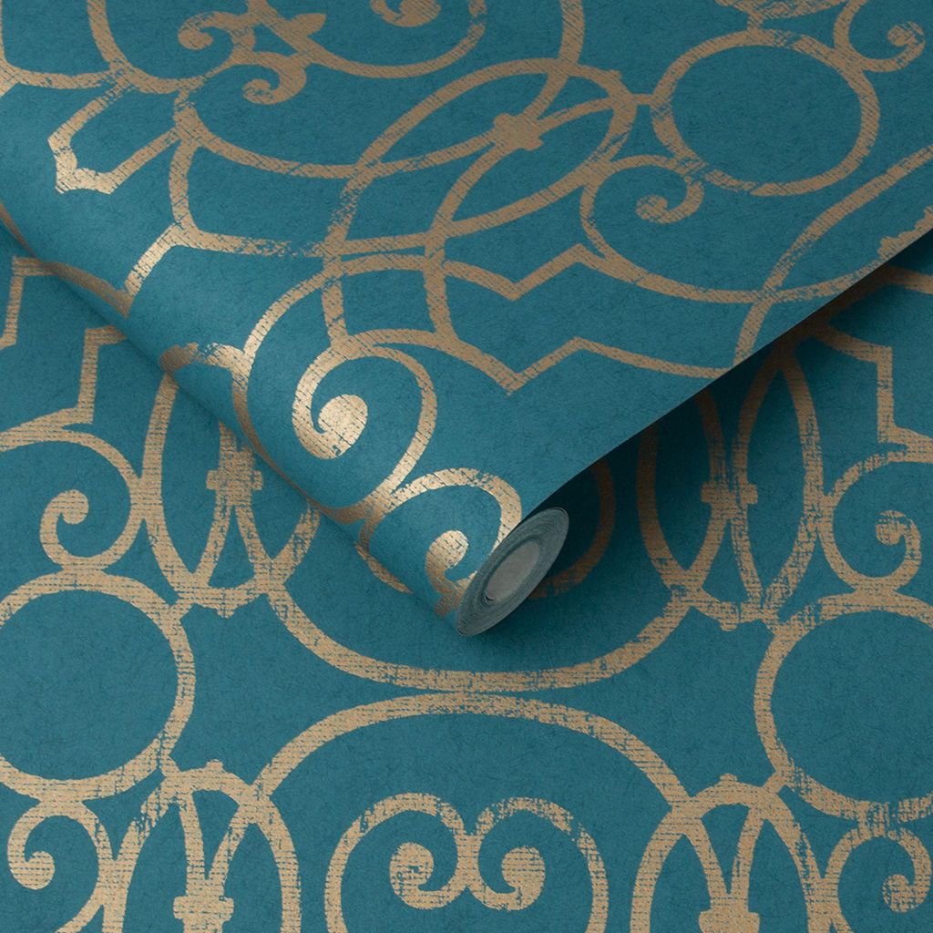 Shoji Teal Wallpaper - Designer Wallcoverings and Fabrics