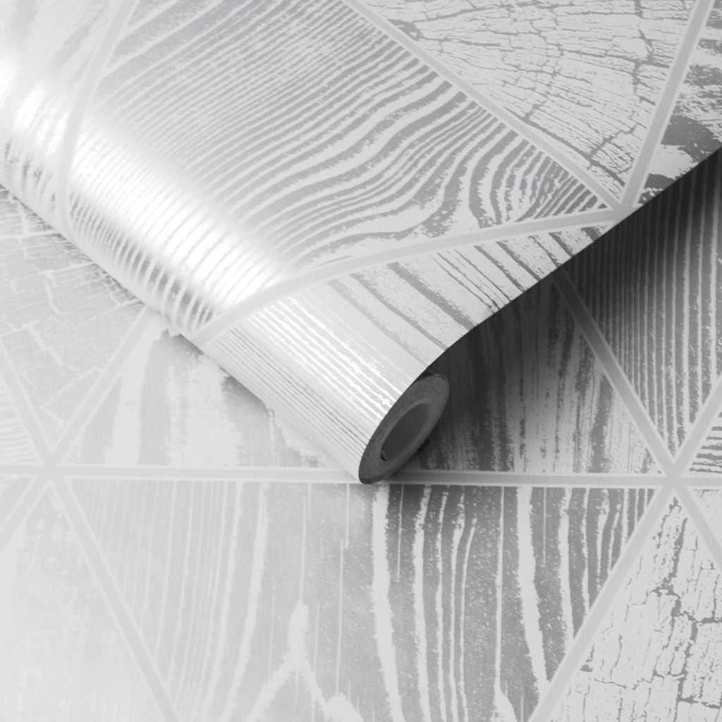 Geo Grain Silver Wallpaper - Designer Wallcoverings and Fabrics