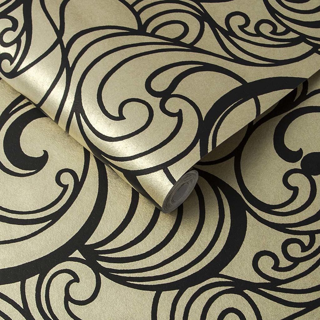 Hula Swirl Guilded Wallpaper - Designer Wallcoverings and Fabrics