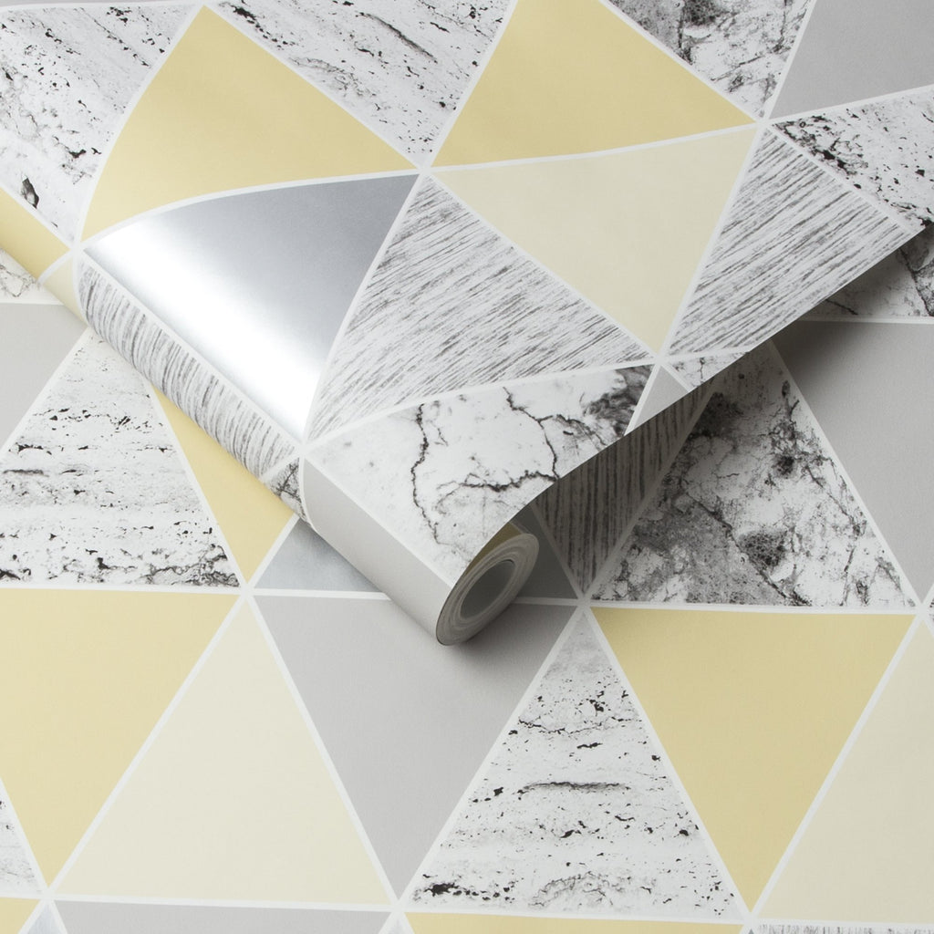 Reflections Lemon Wallpaper - Designer Wallcoverings and Fabrics