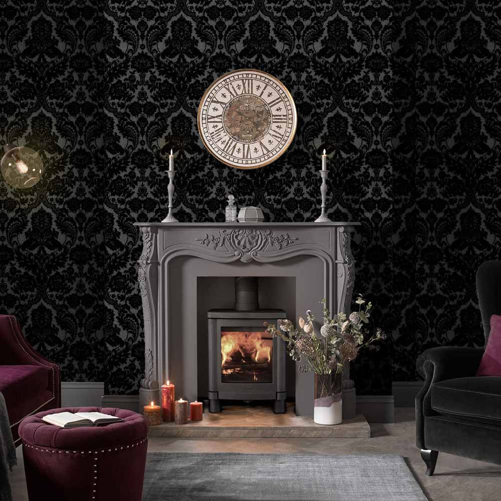 Flocked Velvet Wallpaper Designer Wallcoverings and Fabrics