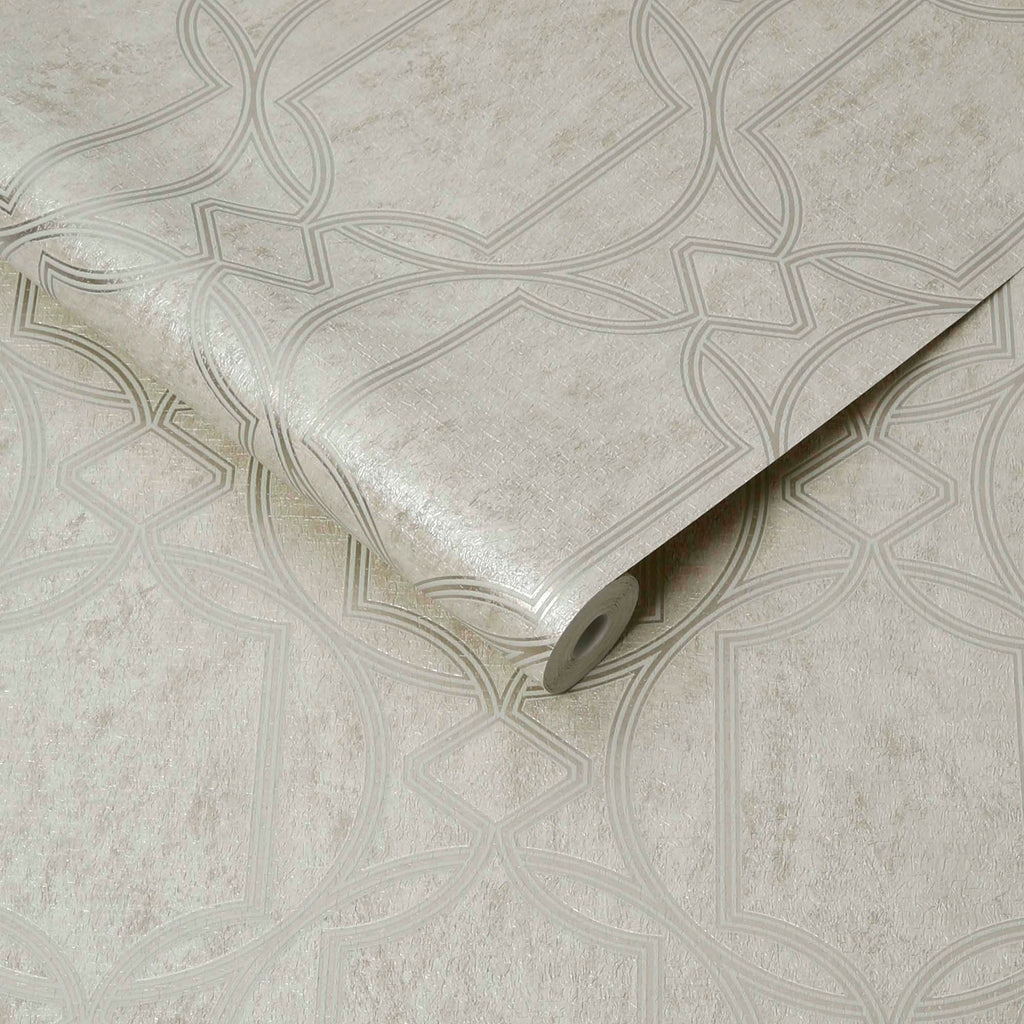 Deco Geo Beige Wallpaper - Designer Wallcoverings and Fabrics
