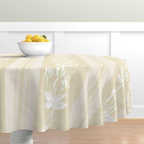 Victoria Vintage Cream Round Table Cloth on Lilly