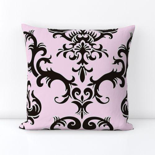 Lounge Lizard Damask  Square Throw Pillow Cover on Lexington Linen Cotton Canvas