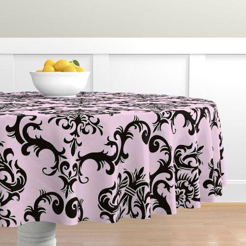 Lounge Lizard Damask  Round TableCloth on Florenza Organic Cotton