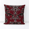 Lounge Lizard Damask Burgundy Red and Black Square Throw Pillow Cover on Lexington Cotton