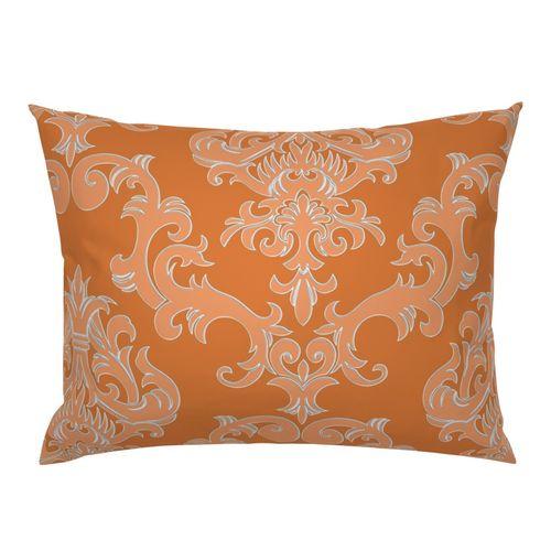 Lounge Lizard Damask Orange Standard Pillow Sham on Isabella
