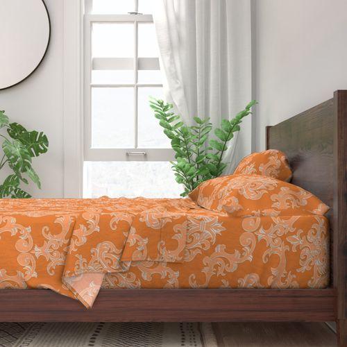DWH-74227 Lounge Lizard Damask Orange Sheet Set Burnt Orange designer-wallcoverings-los-angeles