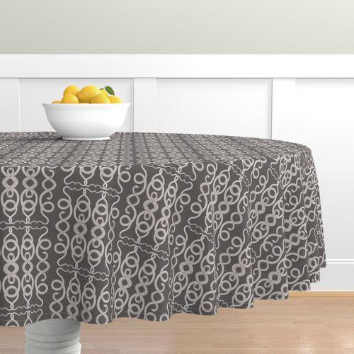 Wild Snakes Deep Taupe Grey Round Table Cloth on Lilly