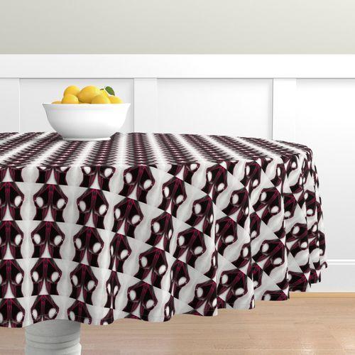 Analee Art Breasts Black White Round Table Cloth on Lilly
