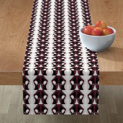 Analee Art Breasts Black White Table Runner on Lilly