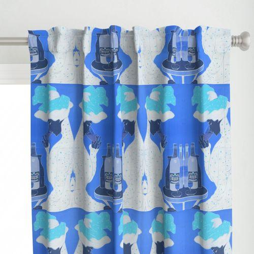 Arlene Absinthe Blue  Curtain Panel on Lexington